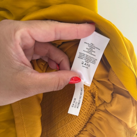 Express Yellow Gold Peplum Strapless Smocked Women's Tube Top NWT - Picture 7 of 9